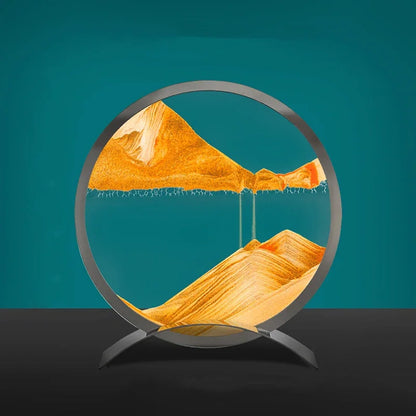 Moving Sand Art Picture Round Glass Quicksand Hourglass 3D Deep Sea Sandscape In Motion Flowing Sand Painting Home Decor Gifts