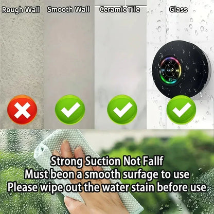 Portable Bluetooth Audio Ipx7 Waterproof Led Lights Bathroom Outdoor Large Suction Cup Can Be Adsorbed Wall Speaker