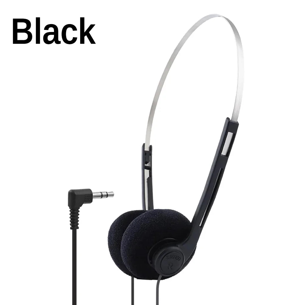Retro Over-ear Headphones Portable Wired Stereo Adjustable Headband Headphones for Most Mobile Playback Devices Sports Earphones