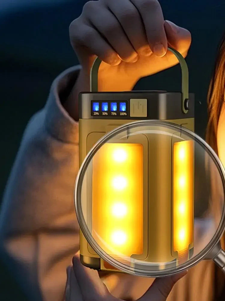Solar Camping Lantern Foldable Camping Light Waterproof Rechargeable Lantern Portable Flashlight LED Tent Light Emergencise Gear
