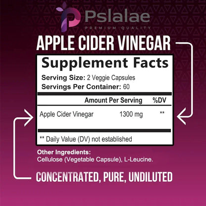Apple Cider Vinegar Capsules - Detox, Fat Burning, Weight Management, Appetite Suppressant, Bloating Relief - 120 Capsules