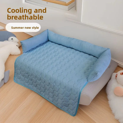 Summer solid color ice silk mat pet pad cold pad cat and dog cooling breathable belt pillow ice pad