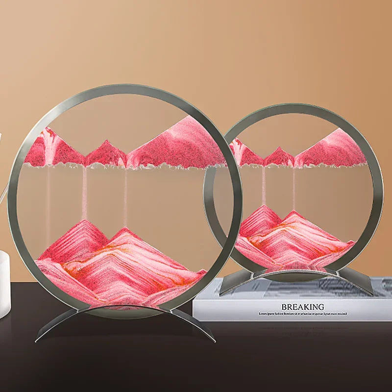 Moving Sand Art Picture Round Glass Quicksand Hourglass 3D Deep Sea Sandscape In Motion Flowing Sand Painting Home Decor Gifts