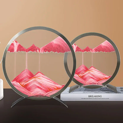 Moving Sand Art Picture Round Glass Quicksand Hourglass 3D Deep Sea Sandscape In Motion Flowing Sand Painting Home Decor Gifts