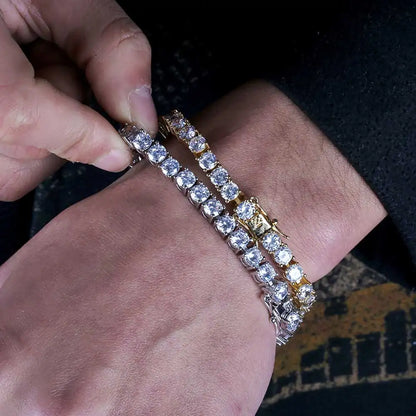 Drop Shipping Hip Hop Bling CZ Cubic Zirconia Iced Out Tennis Bracelet For Women 3/4/5/6mm Width 1Row Tennis Bracelet Men