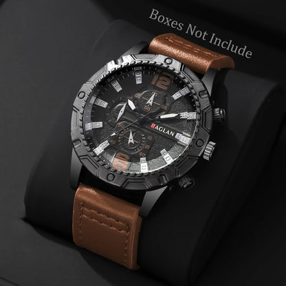 1/5PCS Men Fashion Sports Leather Strap Wristwatch Business Arabic Numeral Dial Quartz Watches Reloj Mujer（Without Box）