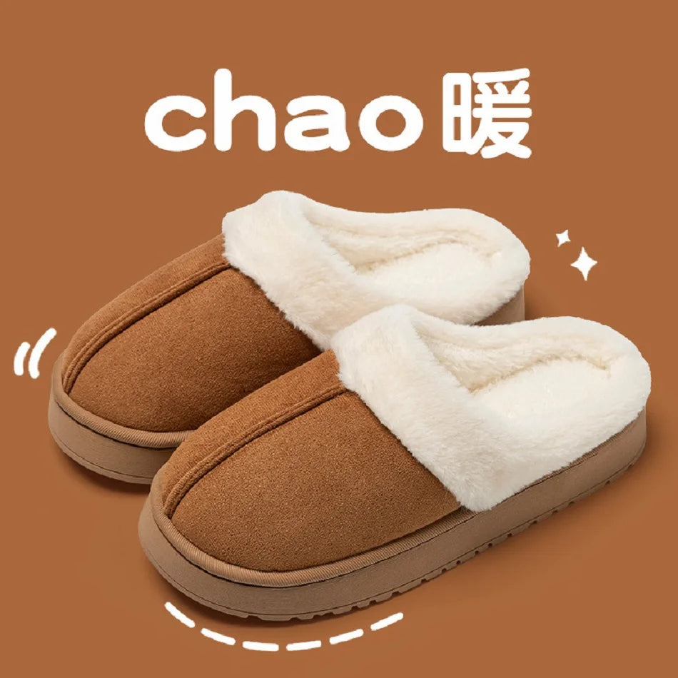 Women Fluffy Slippers for Autumn Winter Indoor EVA Thick Sole Anti-Slip Warm Unisex House Shoes