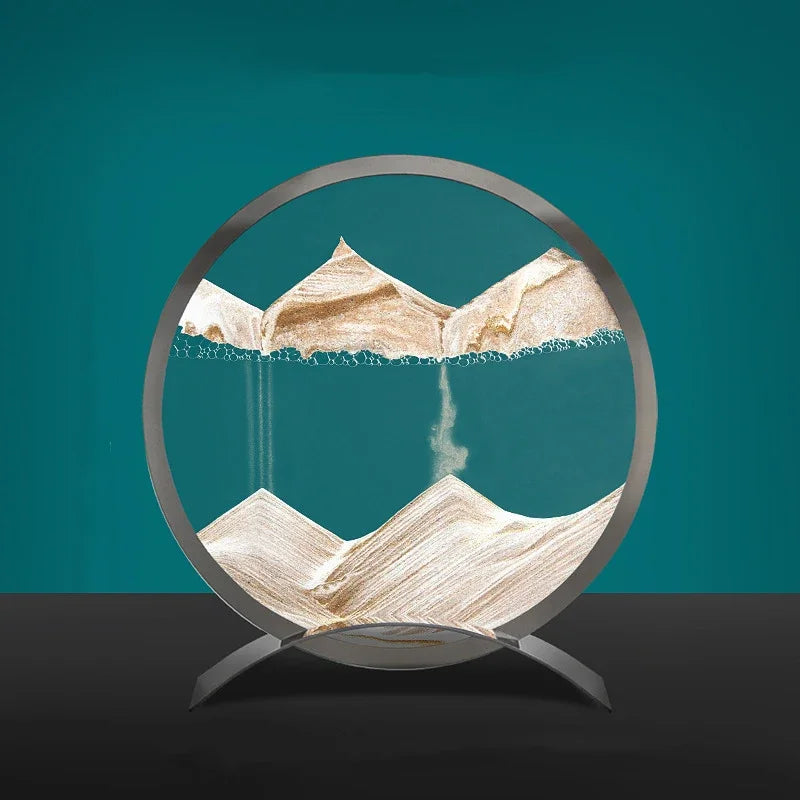 Moving Sand Art Picture Round Glass Quicksand Hourglass 3D Deep Sea Sandscape In Motion Flowing Sand Painting Home Decor Gifts