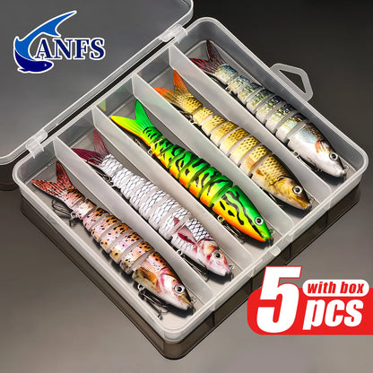 ANFS 5pcs Jointed Bait Fishing Lures Sinking Swimbait - Realistic Design Artificial Baits - Catch More Fish