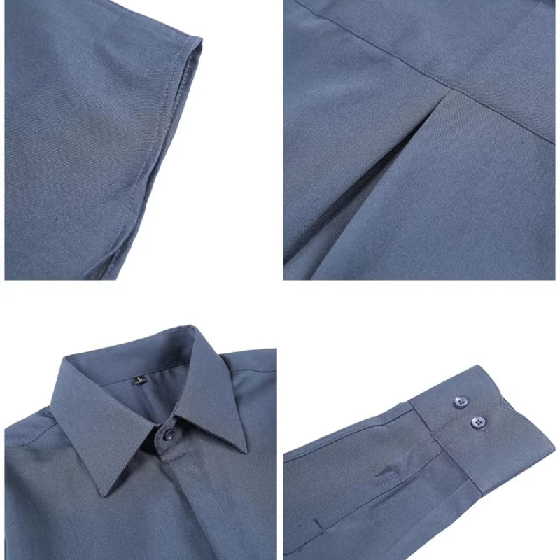 Men's White Long-Sleeve Dress Shirt - Slim  Comfortable Fabric. Ideal for Formal Events & Everyday Wear. Classic & Modern Design