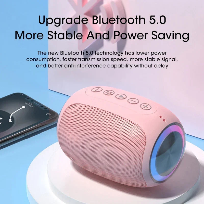 Small Stereo HIFI Bluetooth Speaker with RGB Colorful LED Light Home Desktop Subwoofer TWS Outdoor Portable Party Box Speakers