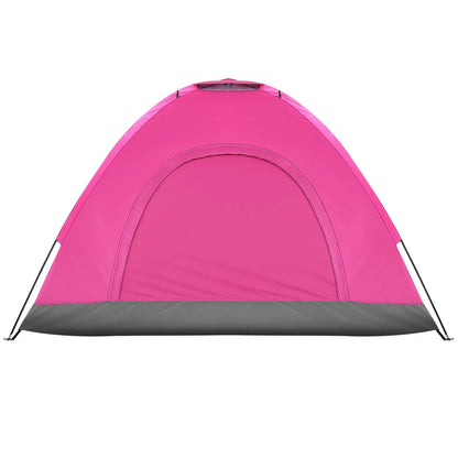 3 4 Person Camping Dome Tent Waterproof UV Proof 180T Silver Coated Polyester Fiberglass Poles Portable Bag Outdoor Pink