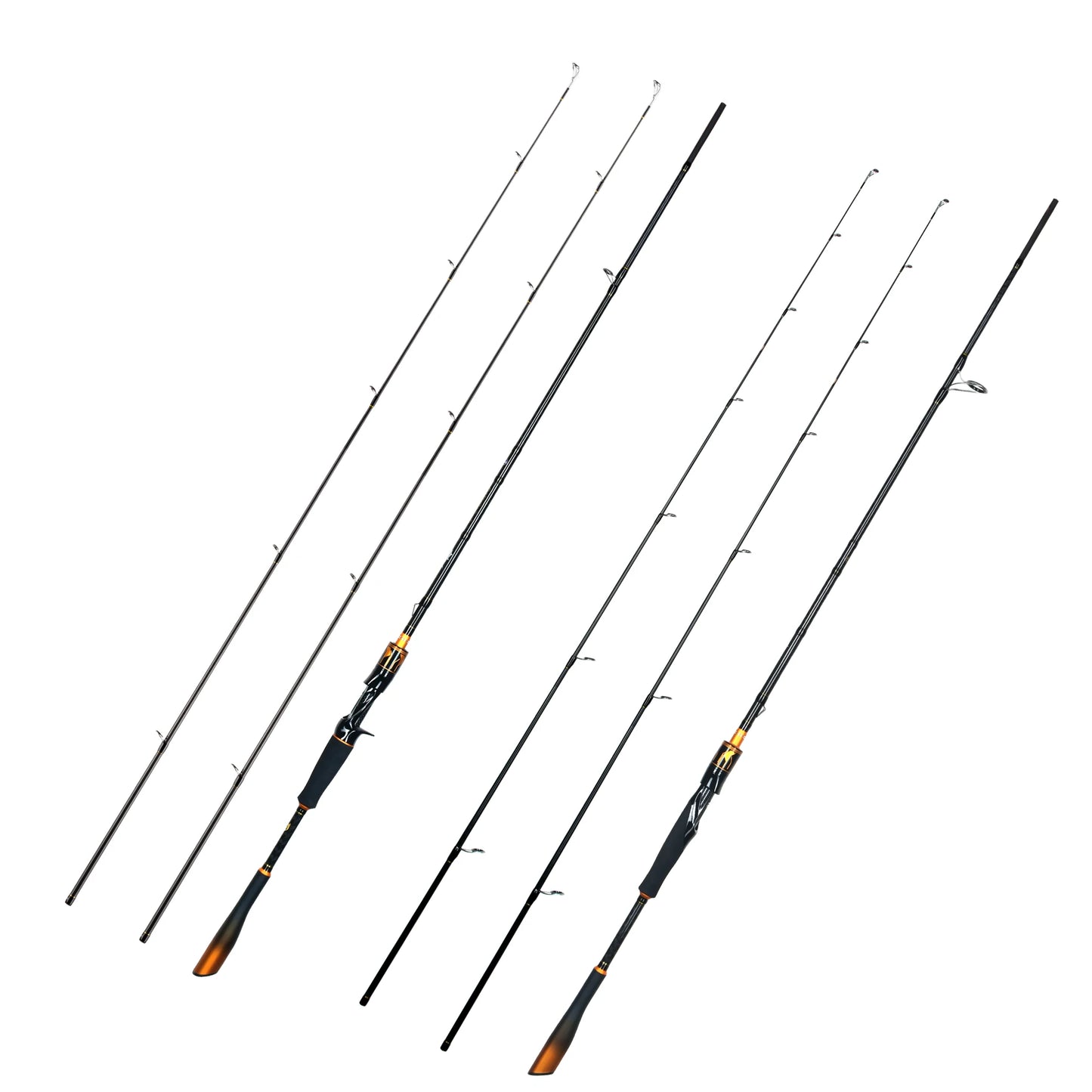 BIUTIFU 2-Tip Fuji Guide Spinning Casting Fishing Rod 1.8-2.7m 2-Sections T1000 Carbon Baitcasting Pole for Bass Pike 7-80g Lure