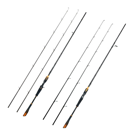 BIUTIFU 2-Tip Fuji Guide Spinning Casting Fishing Rod 1.8-2.7m 2-Sections T1000 Carbon Baitcasting Pole for Bass Pike 7-80g Lure