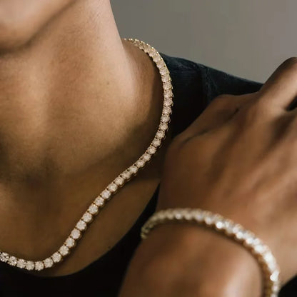 S925 silver gold tennis necklace, unisex, suitable for daily wear, party occasions, gatherings, suitable for Valentine's Day gif