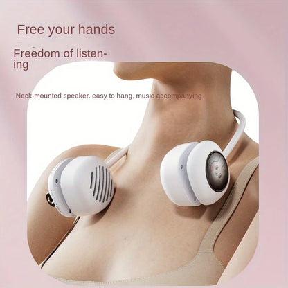 Neck hanging wireless bluetooth speaker with light usb mini portable neck hanging subwoofer outdoor sports retro audio