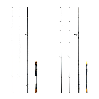 BIUTIFU 2-Tip Fuji Guide Spinning Casting Fishing Rod 1.8-2.7m 2-Sections T1000 Carbon Baitcasting Pole for Bass Pike 7-80g Lure