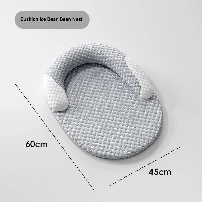 Summer Pet Neck Protection Pet Sleeping Pad Breathable Ice Silk Fabric Removable Washable Cool Relieving Heat Soft Comfortable