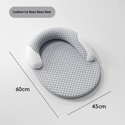 Summer Pet Neck Protection Pet Sleeping Pad Breathable Ice Silk Fabric Removable Washable Cool Relieving Heat Soft Comfortable