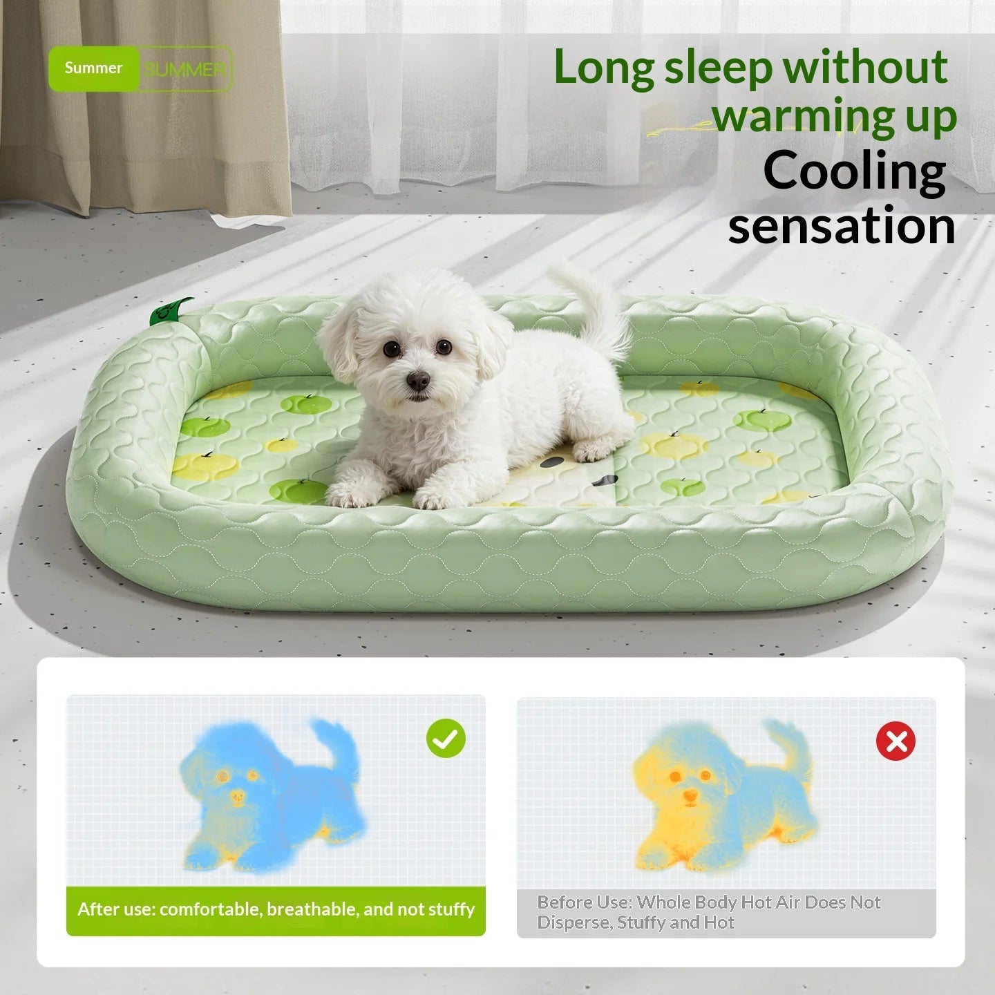 Pet Ice Mat Summer Cooling Dog Cat Mat Ice Silk Fabric Breathable Anti Slip Self Cooling Nest for Small Large Dogs Cats