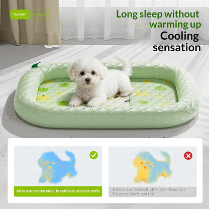 Pet Ice Mat Summer Cooling Dog Cat Mat Ice Silk Fabric Breathable Anti Slip Self Cooling Nest for Small Large Dogs Cats