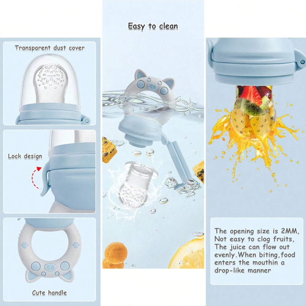 4pcs/set Silicone Fruit & Vegetable Feeder for Infants and Toddlers 6-36 months Food Grade Teething & Feeding Pacifier