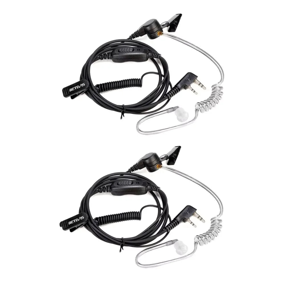 Retevis EEK009 Walkie Talkie Earphones 2Pin Acoustic Tube Radio Headset with PTT MIC for Baofeng UV 5R Retevis RT3S RT22 TYT