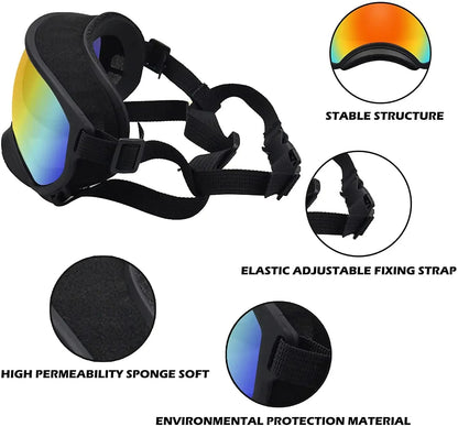 ATUBAN Dog Goggles Pet Glasses Anti UV Strong Impact Resistance Adjustable Puppy Large Breed Goggles Breathable Pet Sunglasses
