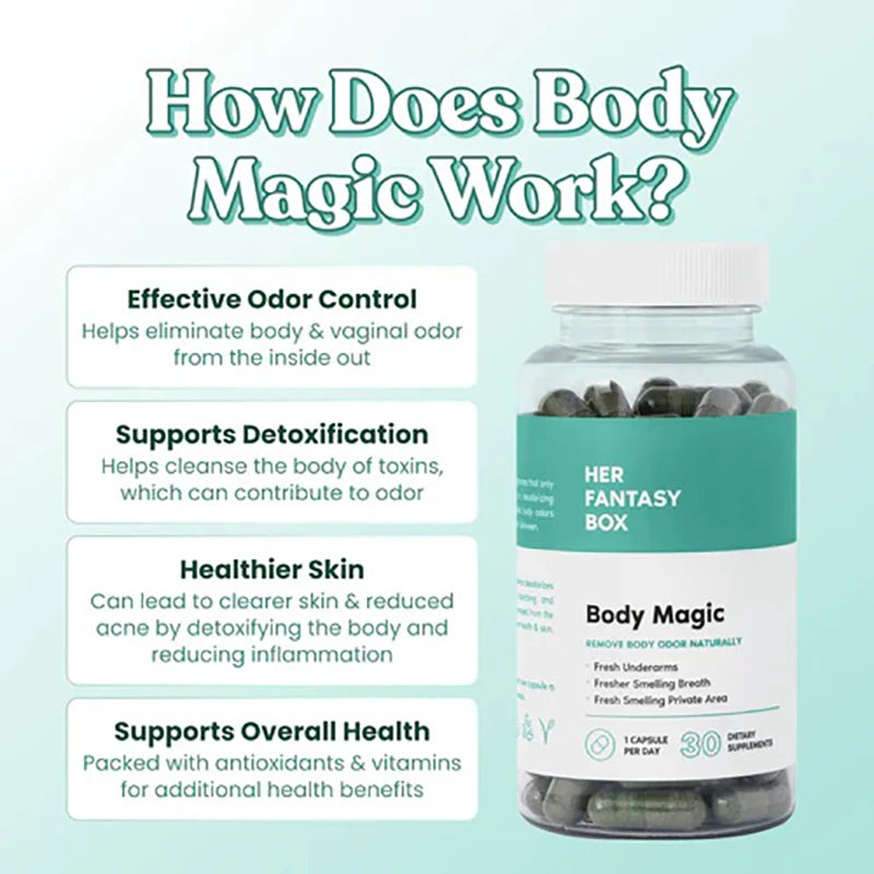 Her Fantasy Box | Body Magic | Chlorophyll Capsule - 30 Vegan Capsules for Detox, Digestion, Gut Health - Natural Energy Booster