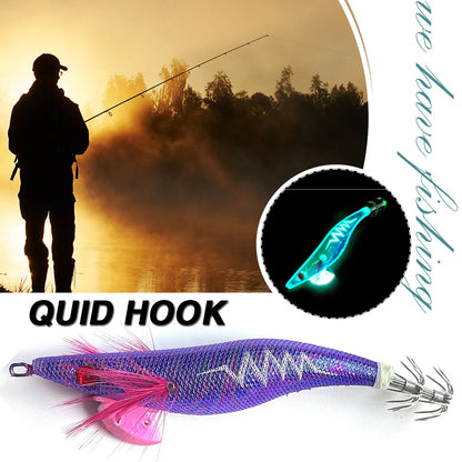 Luminous Swimbait Glow in Dark Crankbait Simulation Squid Jig Hook Bait Lifelike Plastic for Octopus Cuttlefish Fishing Tackle