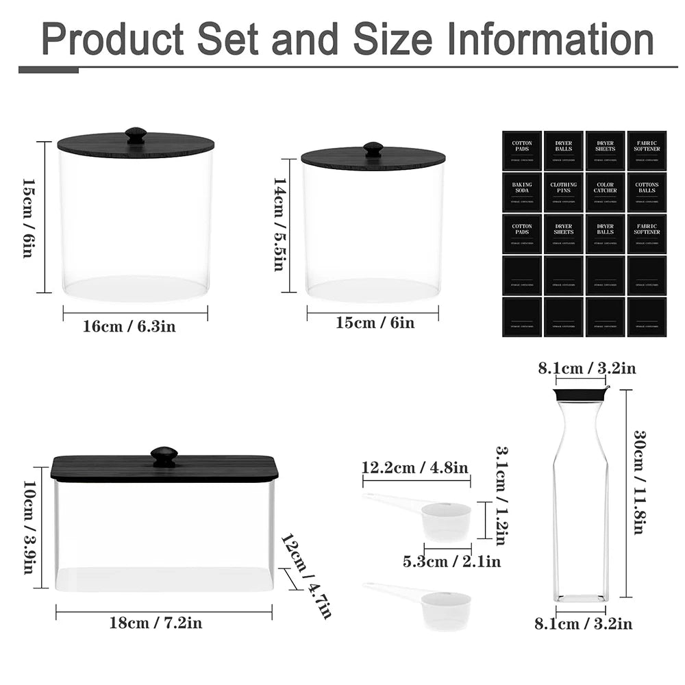 3+1 Pack Laundry Pods Containers & Dryer Sheet Holder & Laundry Detergent Dispenser, Laundry Room Organization and Storage Jars