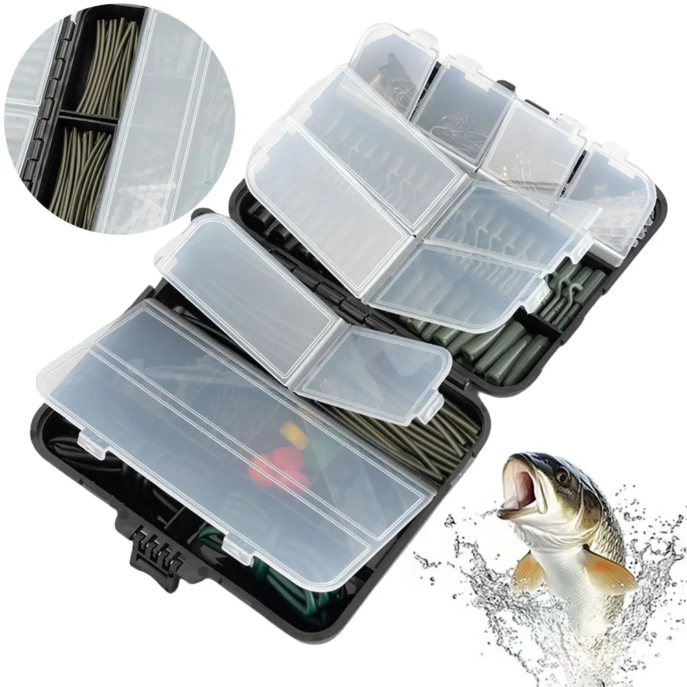 277Pcs Carp Fishing Accessories with Storage Box Carp Fishing Rigs Assortment Rust Proof Swivels Terminal Rigs for Bass Trout