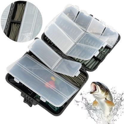 277Pcs Carp Fishing Accessories with Storage Box Carp Fishing Rigs Assortment Rust Proof Swivels Terminal Rigs for Bass Trout