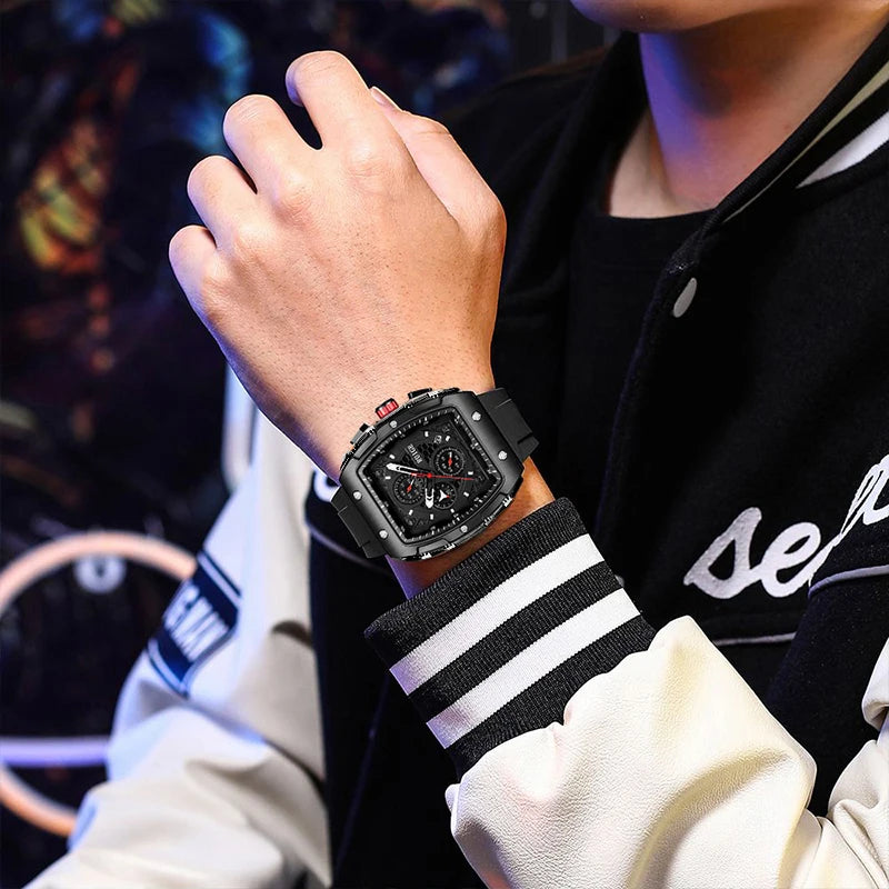 RUIGE Outdoor Wind Wine Barrel shaped Men's Quartz Watch Multi functional Men's Night Light Waterproof Fashion Trend Watch N11