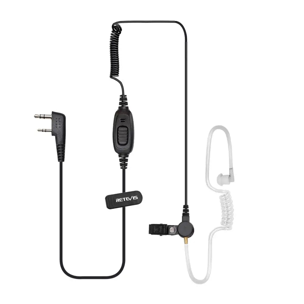 Retevis EEK009 Walkie Talkie Earphones 2Pin Acoustic Tube Radio Headset with PTT MIC for Baofeng UV 5R Retevis RT3S RT22 TYT