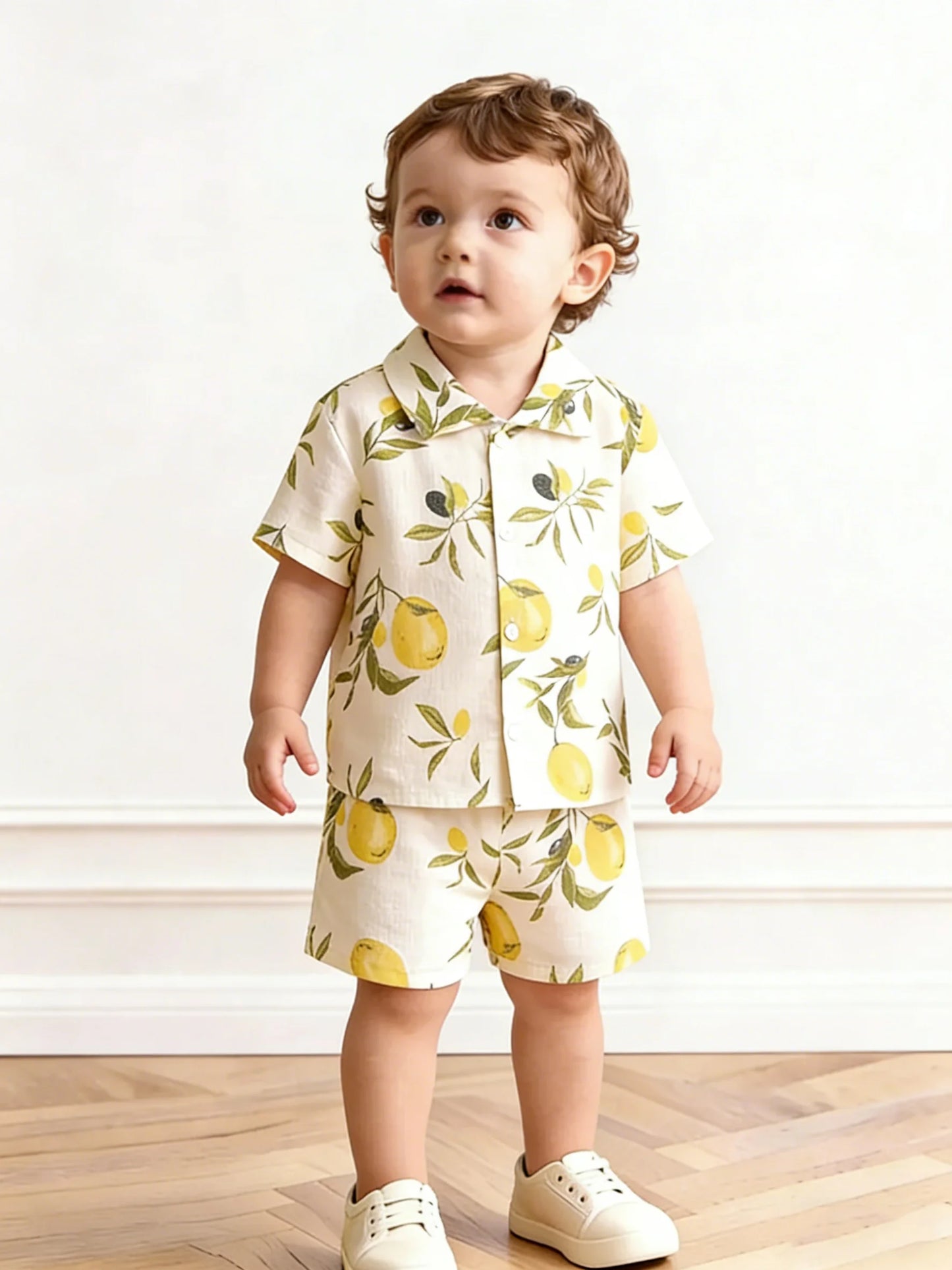 Summer Organic Cotton Baby Boy Suits Cute Printed Boy Short Sleeve Tshirt + Shorts Kids Clothes