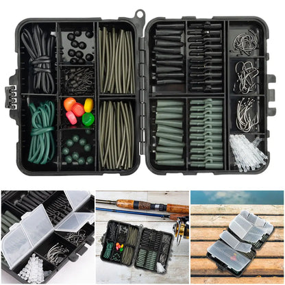 277Pcs Carp Fishing Accessories with Storage Box Carp Fishing Rigs Assortment Rust Proof Swivels Terminal Rigs for Bass Trout