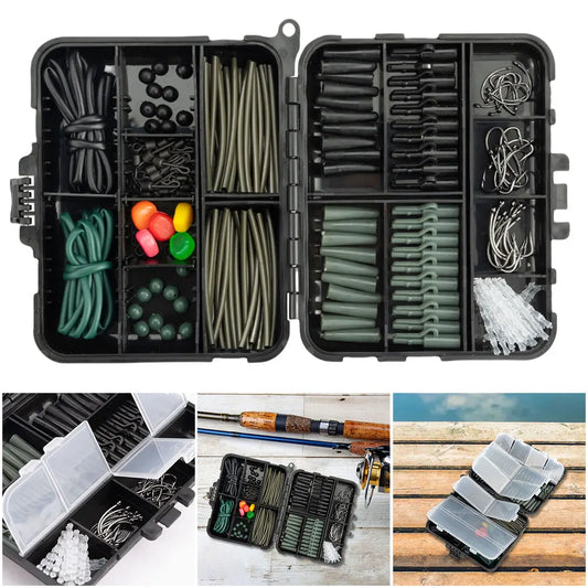 277Pcs Carp Fishing Accessories with Storage Box Carp Fishing Rigs Assortment Rust Proof Swivels Terminal Rigs for Bass Trout