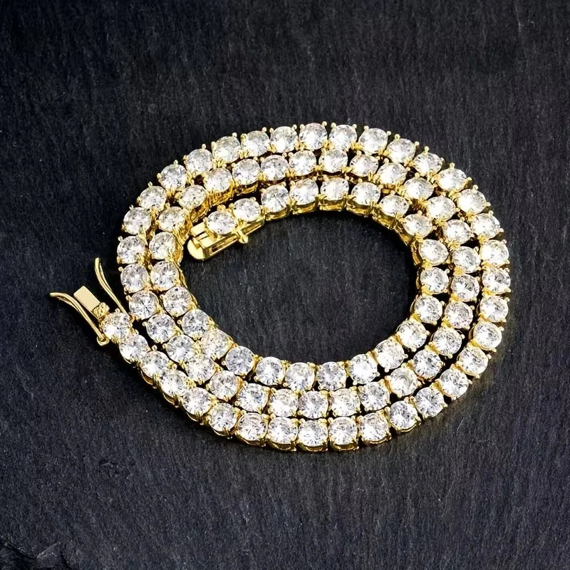 S925 silver gold tennis necklace, unisex, suitable for daily wear, party occasions, gatherings, suitable for Valentine's Day gif