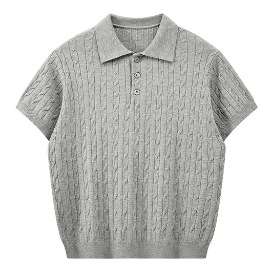 Jack's American Retro Twisted Flower Knitted Short Sleeved Polo Shirt for Men's Summer Trendy Brand Loose Casual Pullover Top