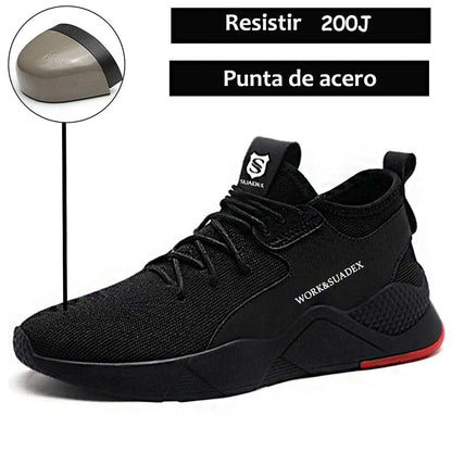 SUADEX Men Work Safety Shoes Steel Toe Cap Anti-Smashing Puncture Proof Construction Work Boots Non-Slip Breathable Work Shoes