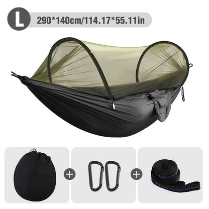 WESTTUNE 3 in 1 Camping Hammock with Mosquito Mesh Automatic Quick Opening Nylon Hammock Anti-Mosquito Hammock for Outdoor