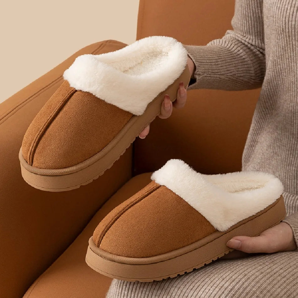 Women Fluffy Slippers for Autumn Winter Indoor EVA Thick Sole Anti-Slip Warm Unisex House Shoes