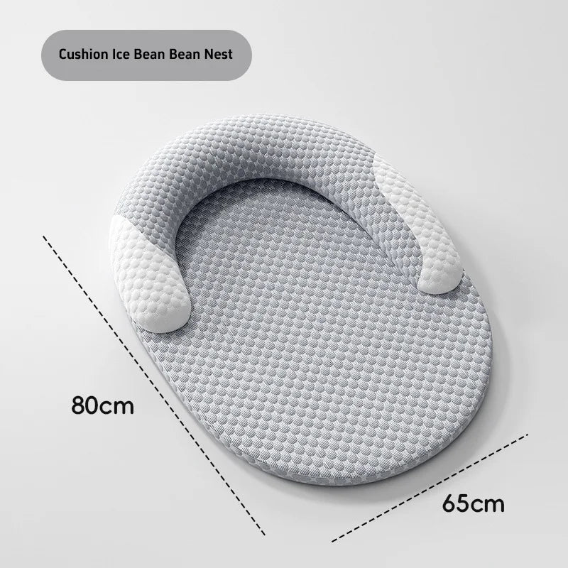Summer Pet Neck Protection Pet Sleeping Pad Breathable Ice Silk Fabric Removable Washable Cool Relieving Heat Soft Comfortable
