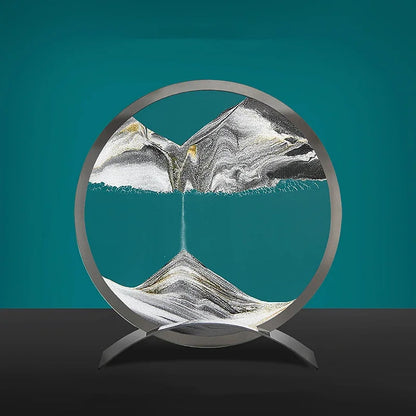 Moving Sand Art Picture Round Glass Quicksand Hourglass 3D Deep Sea Sandscape In Motion Flowing Sand Painting Home Decor Gifts