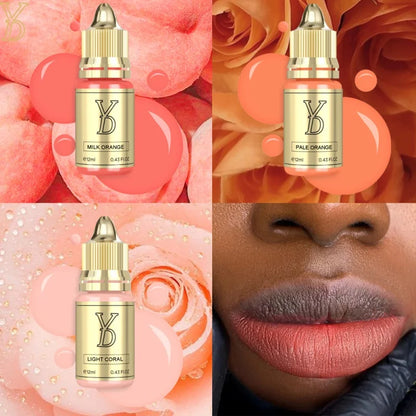 YDPMU 6ML 12ML Black Lip Correction Pigment Set Professional Semi Permanent Makeup Tattoo Ink for Dark Lip Neutralization 3pcs