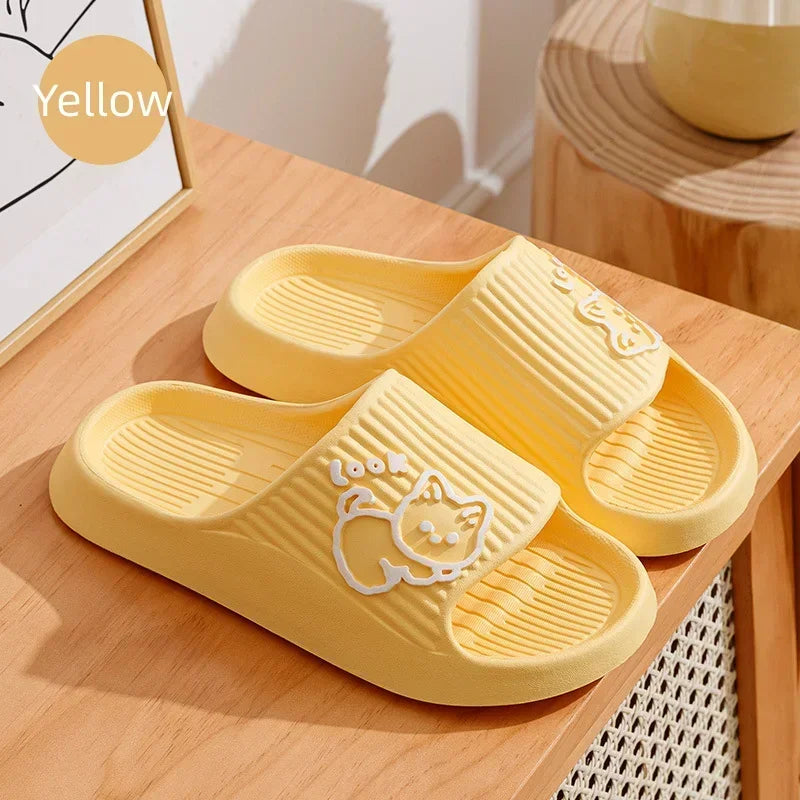 2025 Summer Women Slippers Bath Thick Platform Non-Slip Home Cat Cartoon Flip Flops Beach Sandals Ladies Slides Indoor Outdoor