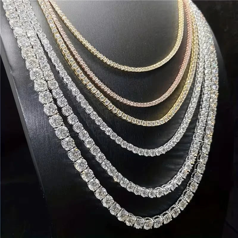S925 silver gold tennis necklace, unisex, suitable for daily wear, party occasions, gatherings, suitable for Valentine's Day gif