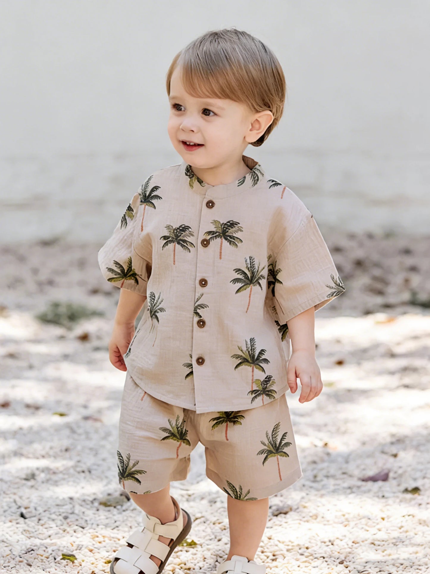 Summer Organic Cotton Baby Boy Suits Cute Printed Boy Short Sleeve Tshirt + Shorts Kids Clothes