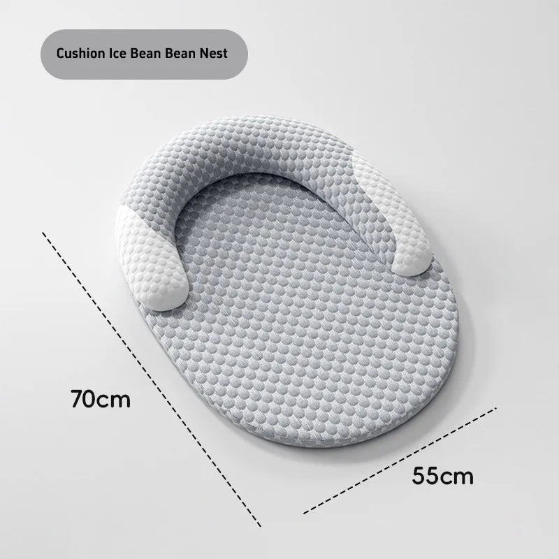 Summer Pet Neck Protection Pet Sleeping Pad Breathable Ice Silk Fabric Removable Washable Cool Relieving Heat Soft Comfortable
